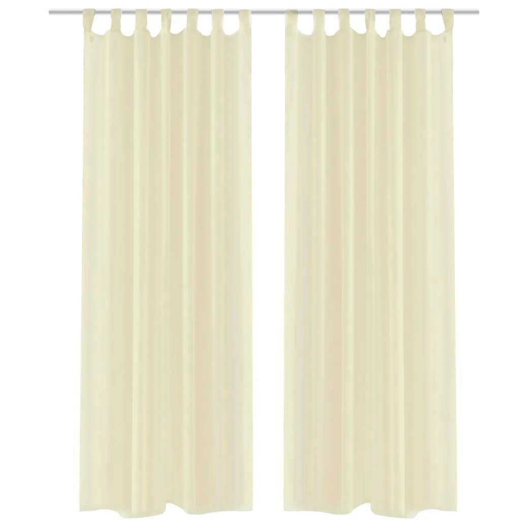 Rideau fin - Panneau de rideau Crème 140x245 cm 2 pcs - Image 2