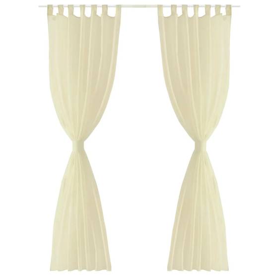 Rideau fin - Panneau de rideau Crème 140x245 cm 2 pcs - Image 1