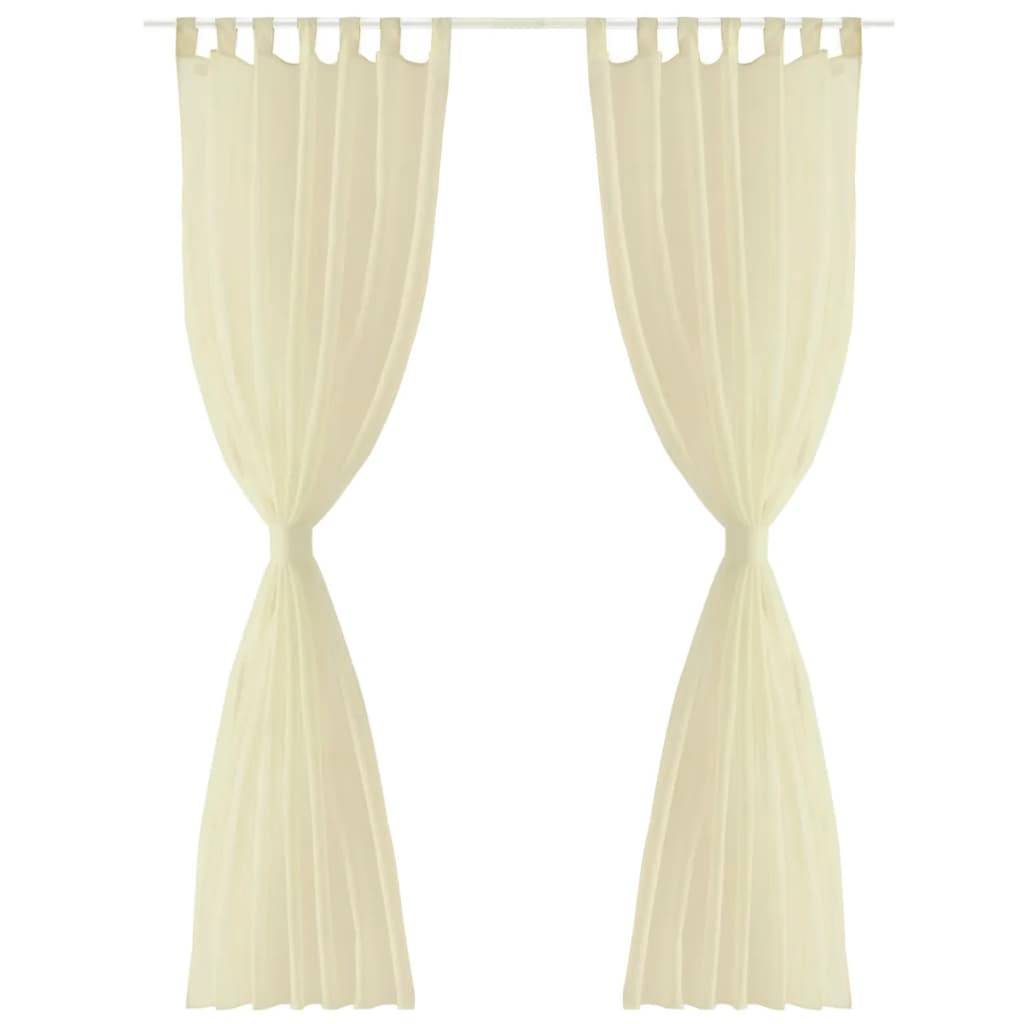 Rideau fin - Panneau de rideau Crème 140x245 cm 2 pcs - Image 1