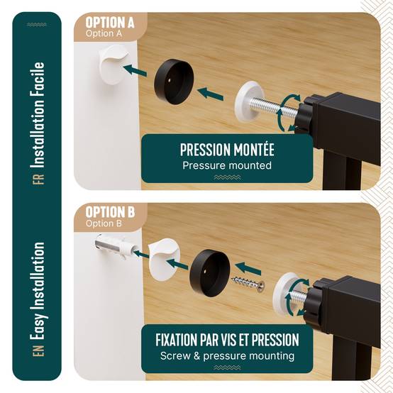 Vounot - Barriere de securite a pression sans percage Largeur 103-110cm Metal noir - Image 5