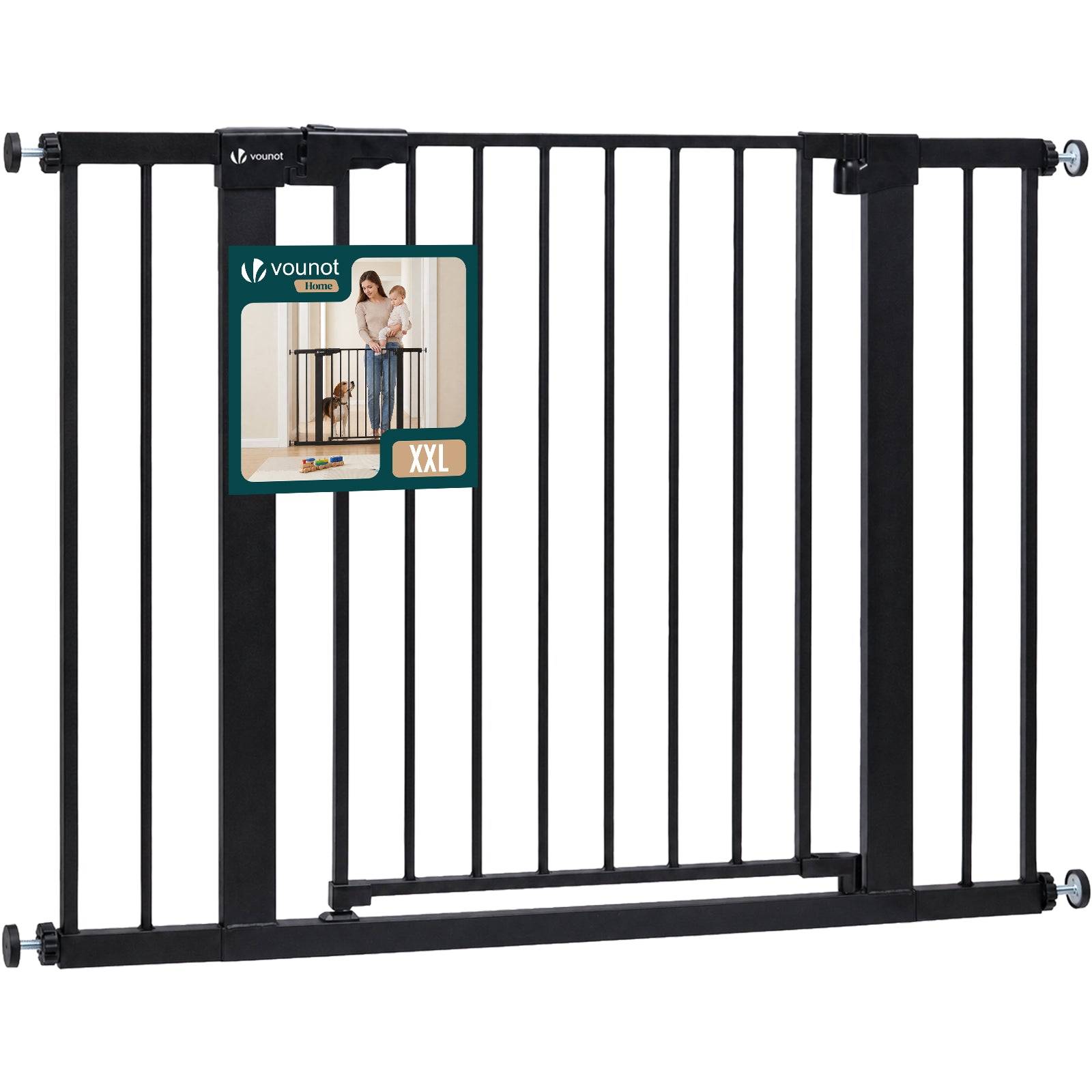 Vounot - Barriere de securite a pression sans percage Largeur 103-110cm Metal noir