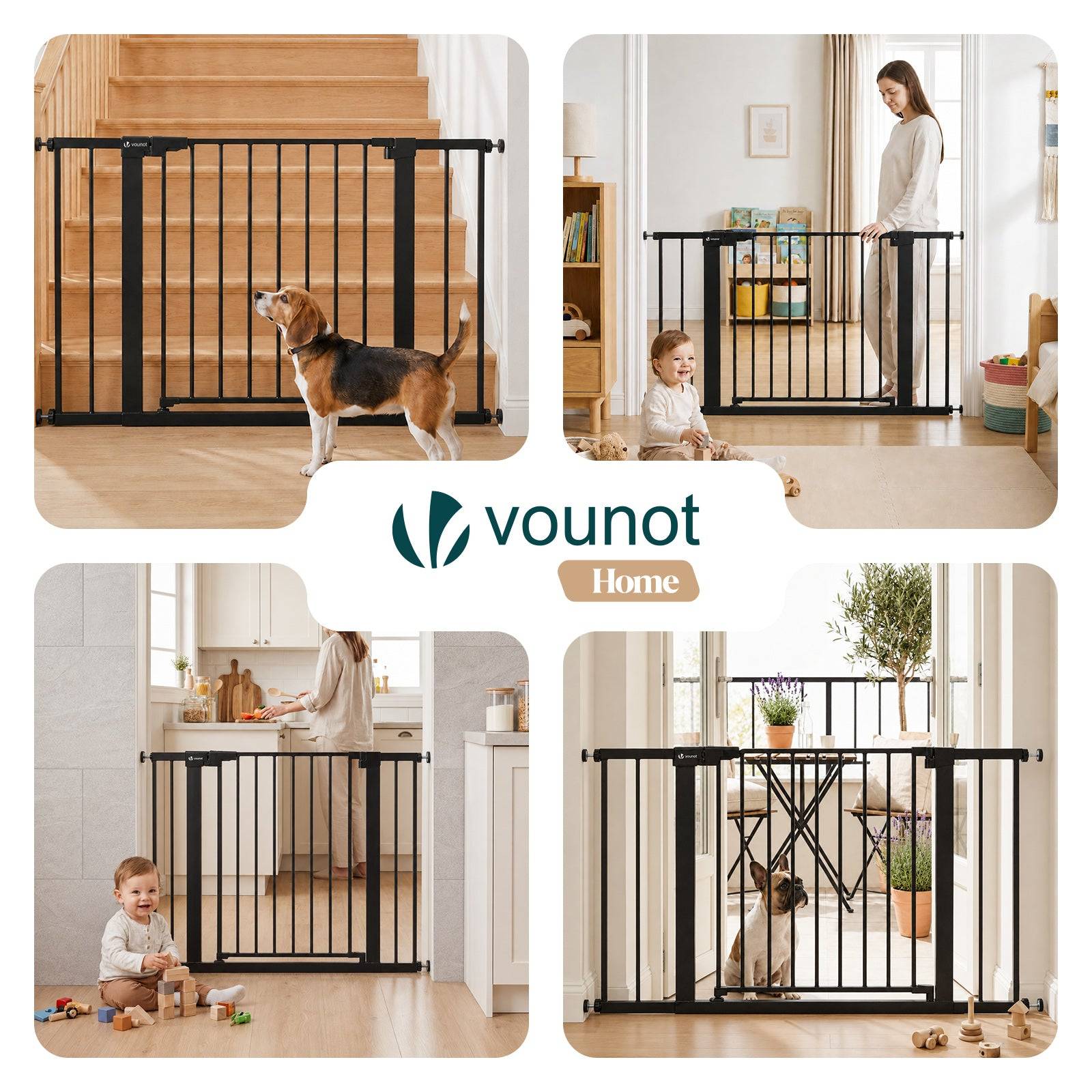 Vounot - Barriere de securite a pression sans percage Largeur 103-110cm Metal noir - Image 7