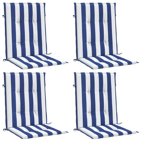 Coussins de chaise à dossier bas lot de 4 rayures bleu et blanc Maison Chic - Image 3