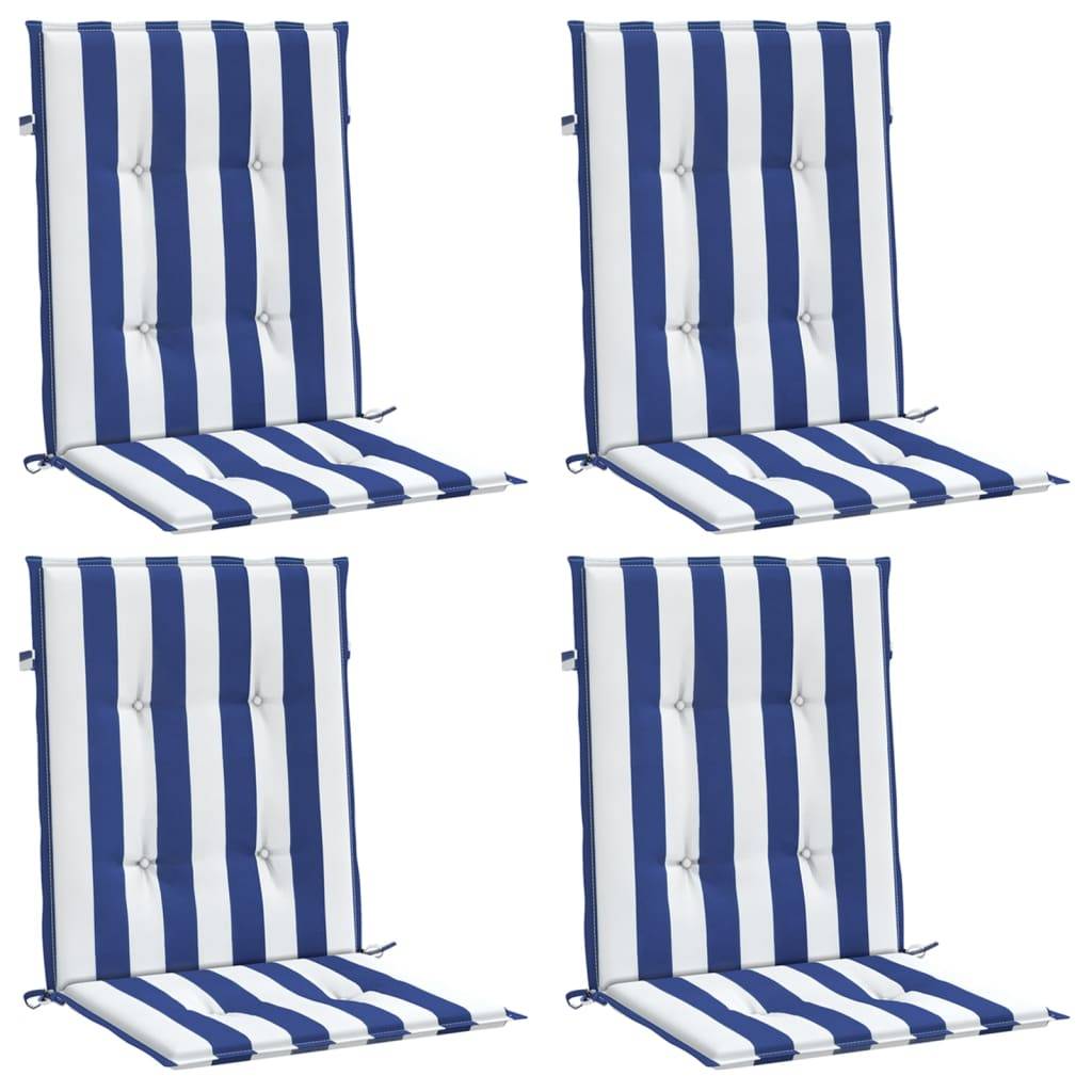 Coussins de chaise à dossier bas lot de 4 rayures bleu et blanc Maison Chic - Image 3