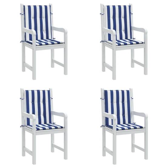 Coussins de chaise à dossier bas lot de 4 rayures bleu et blanc Maison Chic - Image 4