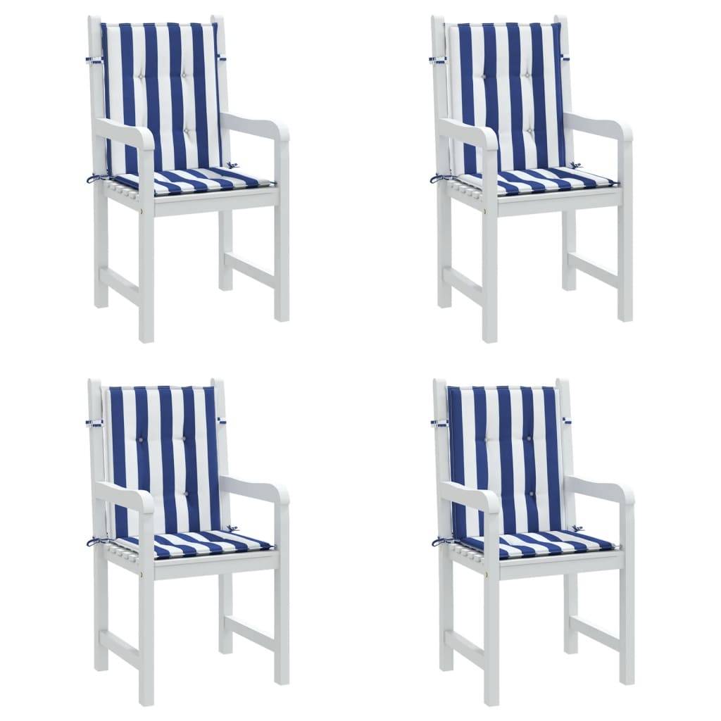 Coussins de chaise à dossier bas lot de 4 rayures bleu et blanc Maison Chic - Image 4