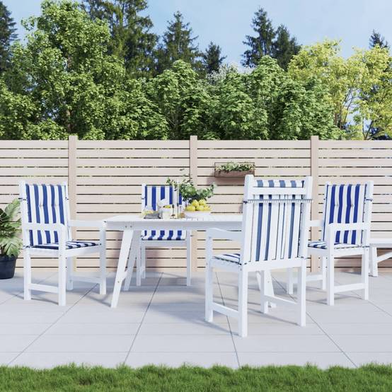Coussins de chaise à dossier bas lot de 4 rayures bleu et blanc Maison Chic - Image 2