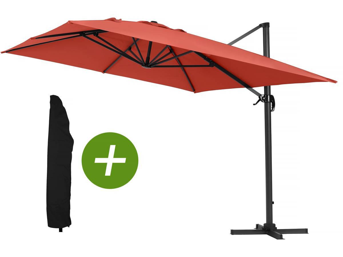 Habitat Et Jardin - Parasol Jardin Déporté Alu "sun 4" - Rectangle- 3 X 4 M - Rouge + Housse De Protection -habitat Et Jardin - Image 1