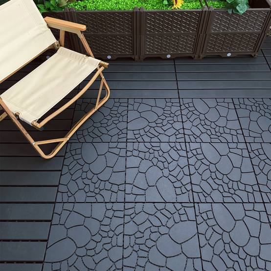Dalles Terrasse Clipsables Polypropylène Jardin Balcon Aspect Pierre 30x30cm Gris 44pcs - ComfortXL Outdoor Living - Image 1