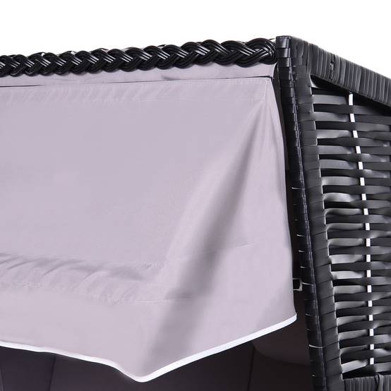 Chaise longue Double chaise longue avec toit Chaise longue de jardin Porte-gobelets Chaise longue PE Rotin gris 118 x 79 x 50 cm - Image 7