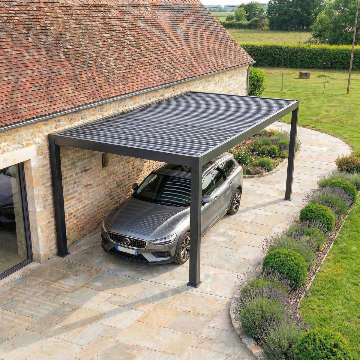Direct Abris - Carport Aluminium 330 x 570 cm PRESTON - 18 m2 - Hauteur : 255 - 1 Voiture - Abri Voiture Autoportant - Sans Déclaration Travaux - Image 3