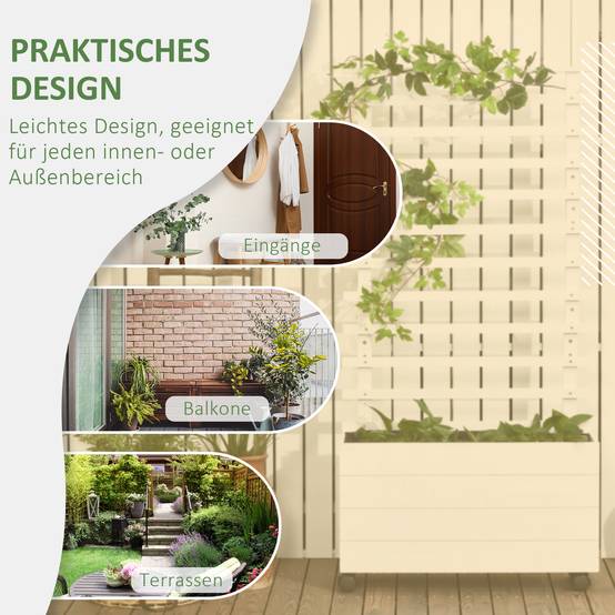 Jardinière avec treillis bois blanc 76 x 30 x 155 cm - PANGIVO - Image 6