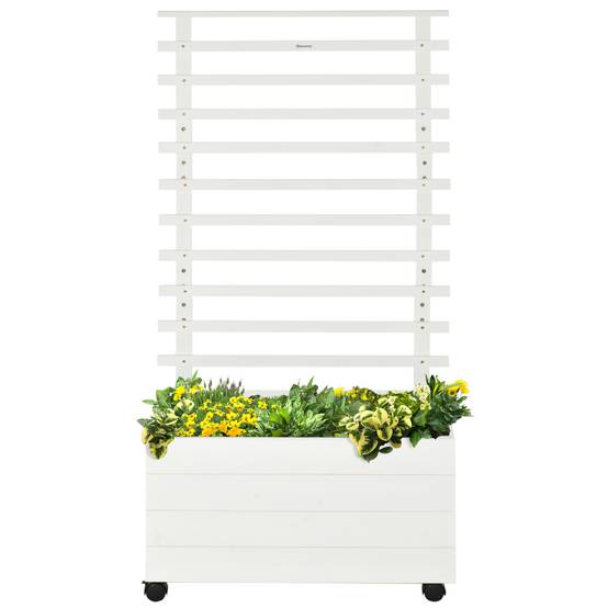 Jardinière avec treillis bois blanc 76 x 30 x 155 cm - PANGIVO - Image 2
