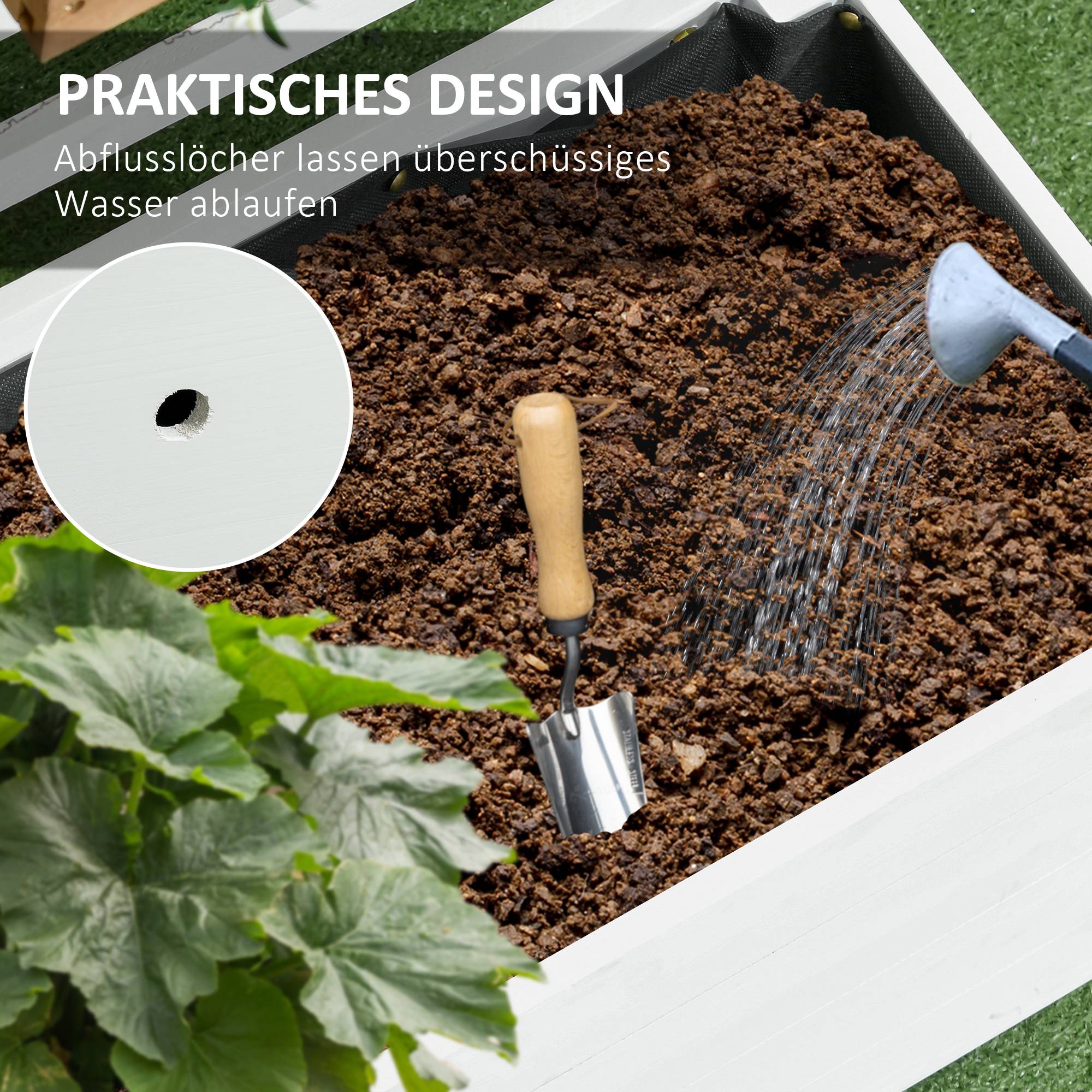 Jardinière avec treillis bois blanc 76 x 30 x 155 cm - PANGIVO - Image 9