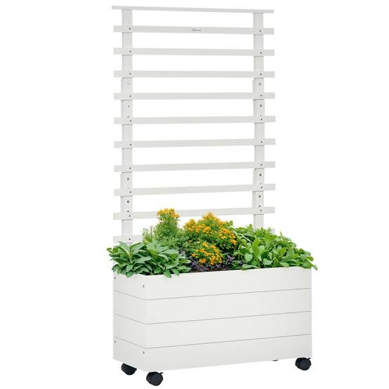 Jardinière avec treillis bois blanc 76 x 30 x 155 cm - PANGIVO - Image 1