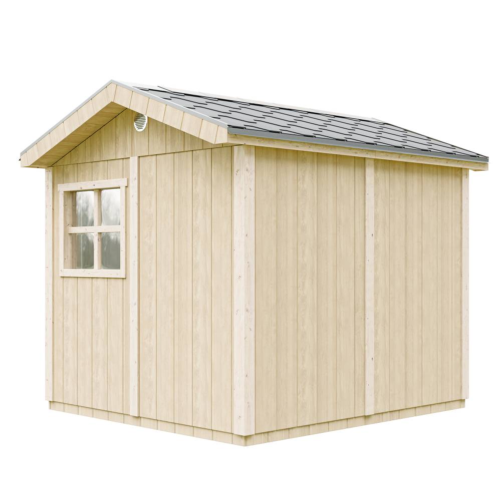Timbela - Abri de Jardin Qualité Premium 5,9 m² - H252x250x294 cm avec un sol et des bardeaux bitumineuxs - Timbela M913 - Image 2