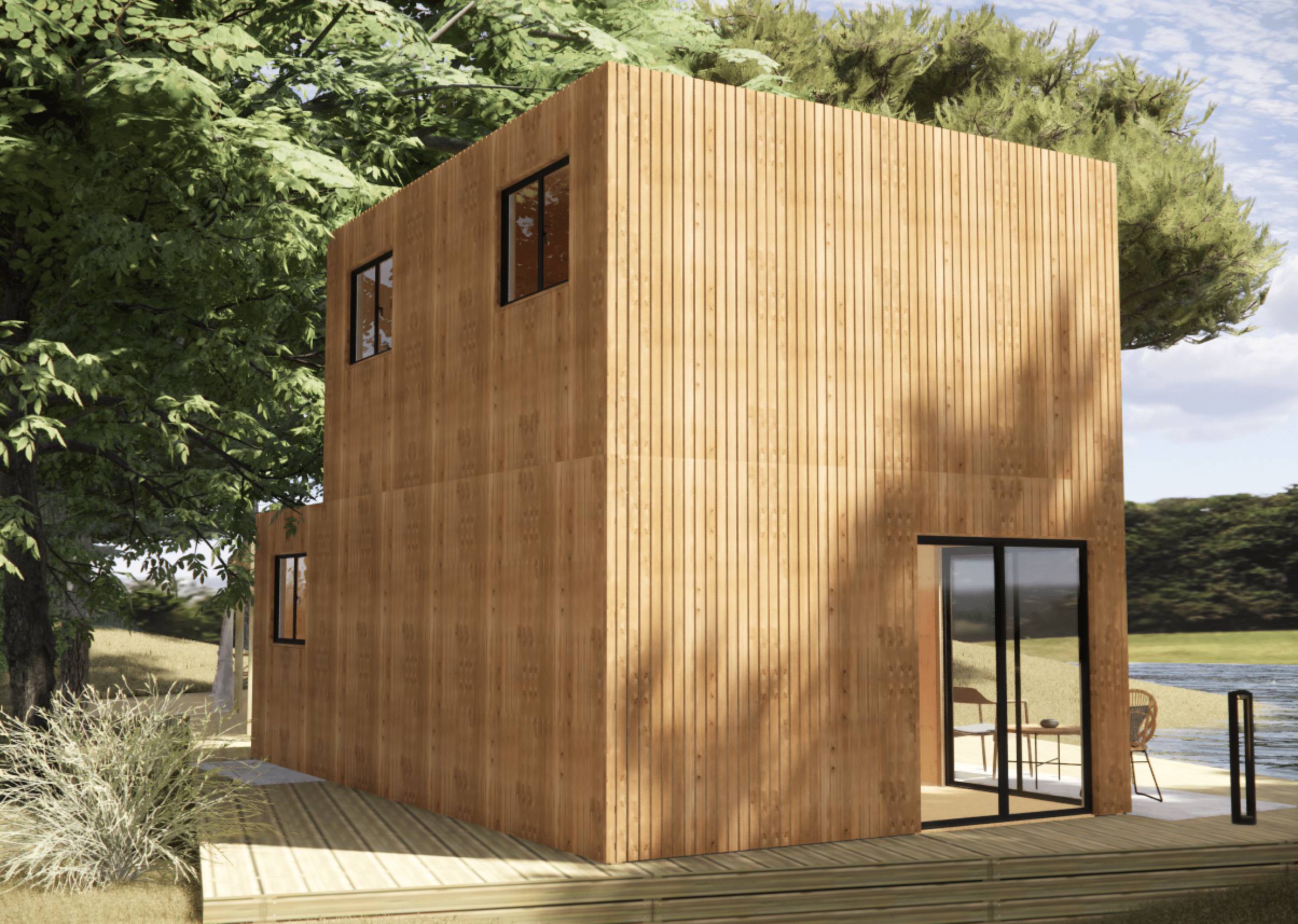 Studio de jardin RE2020 en bois 7,7 x 4,6 x 2,7 m / isolation RE2020 avec mezzanine et terrasse - Image 10