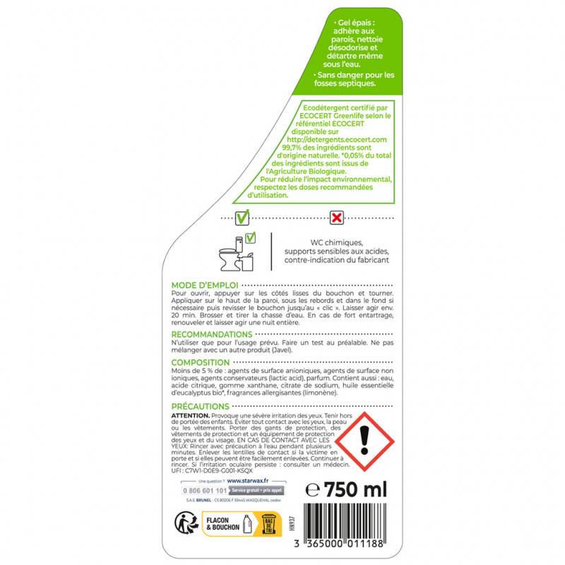 Starwax Soluvert - Détartrant en gel pour WC et broyeurs Soluvert 750ml STARWAX - Image 2