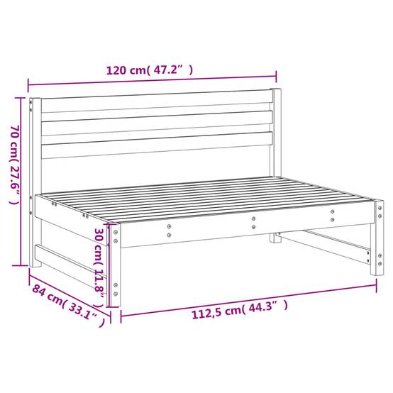 Canapé central de jardin large en pin imprégné traité 120 cm pour un salon extérieur durable et de grande taille Brun – ComfortXL Outdoor Living - Image 7