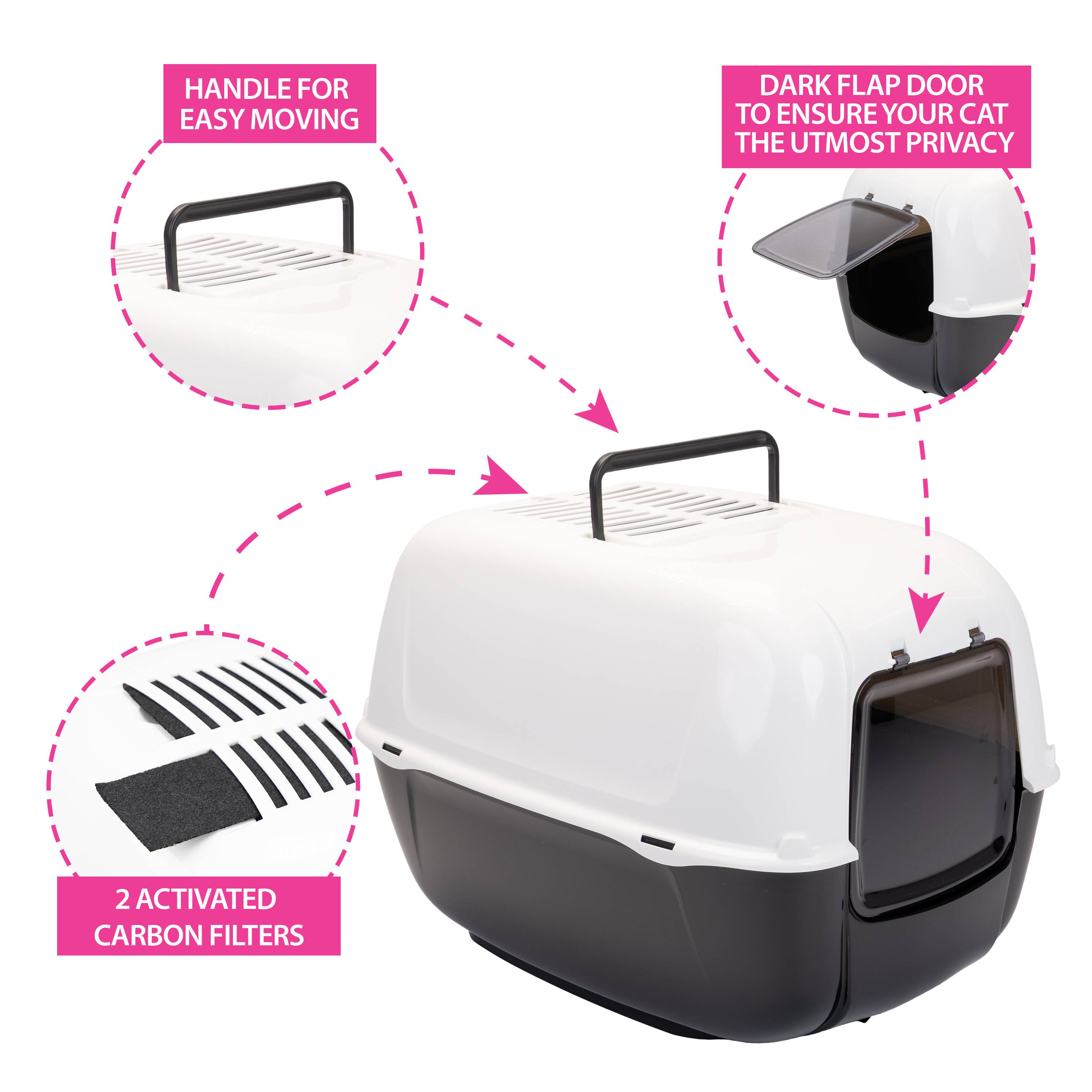 Ferplast - Ferplast Bac Litiere pour Chat, Maison de toilette pour Chat, 2 filtres à charbon actif anti-odeur inclus, Porte battante obscurcie, 39,5 x 52,5 x h - Image 5