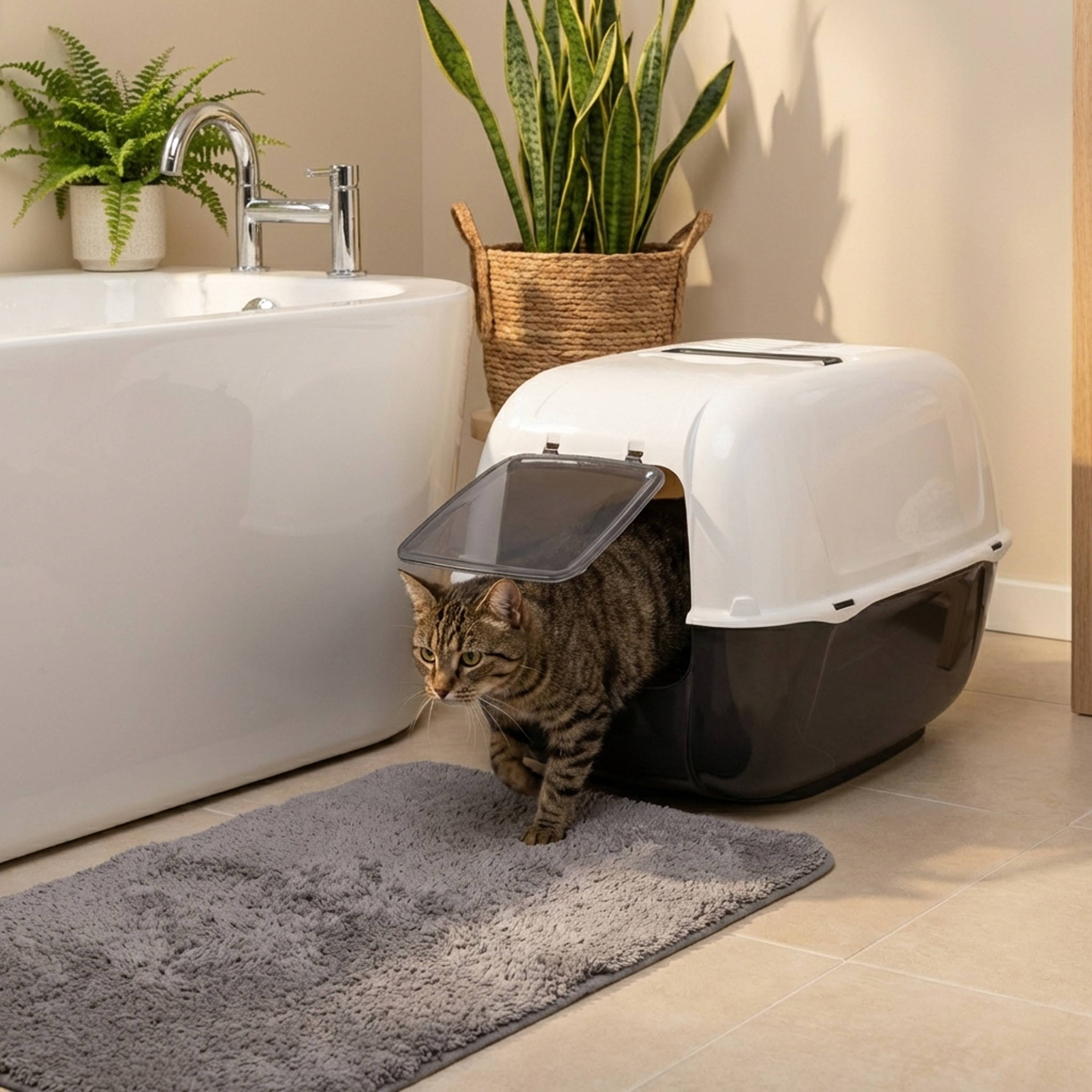 Ferplast - Ferplast Bac Litiere pour Chat, Maison de toilette pour Chat, 2 filtres à charbon actif anti-odeur inclus, Porte battante obscurcie, 39,5 x 52,5 x h - Image 3