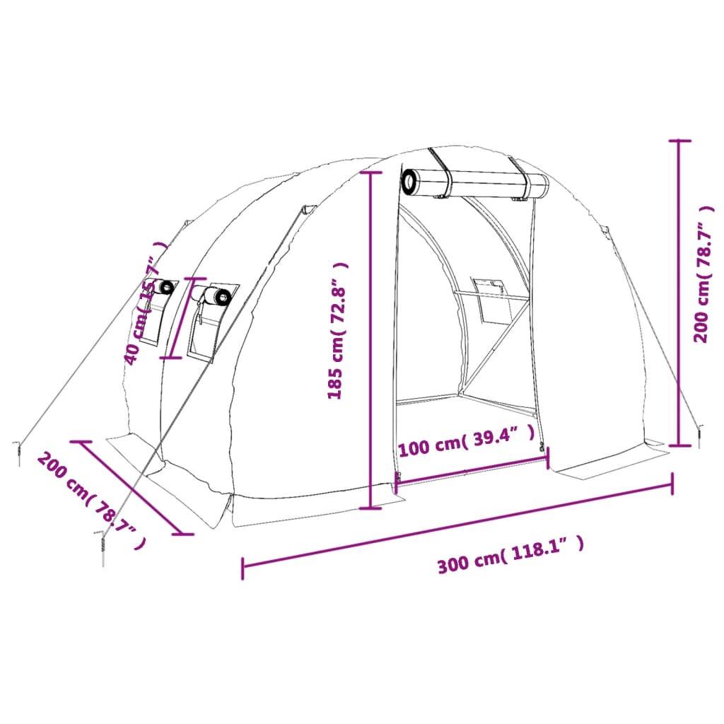 Vidaxl - Serre avec cadre en acier vert 6 m² 3x2x2 m vidaXL 364077 - Image 3