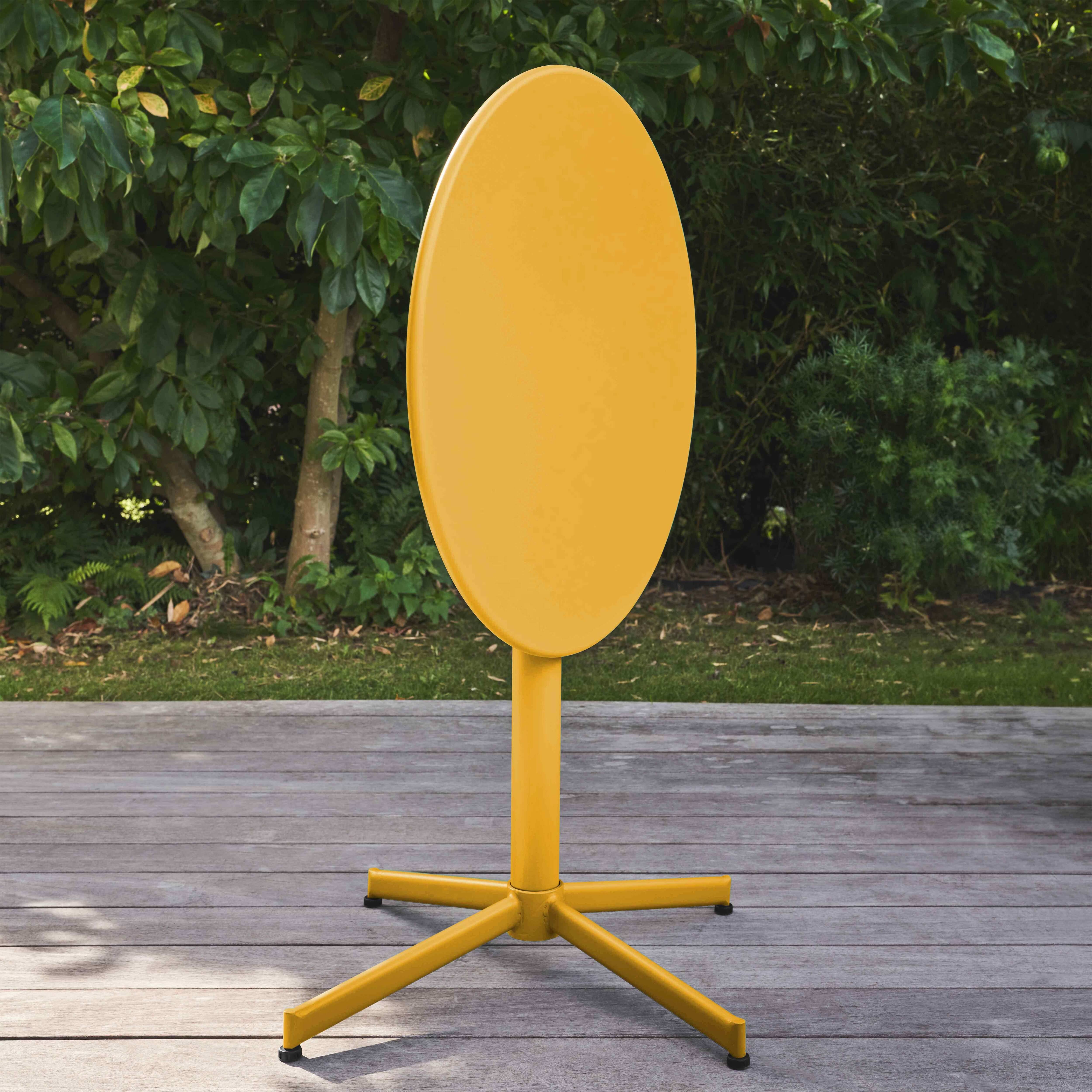 Oviala - Table de jardin ronde bistro inclinable 70 cm en acier jaune Palavas - Oviala - Image 3