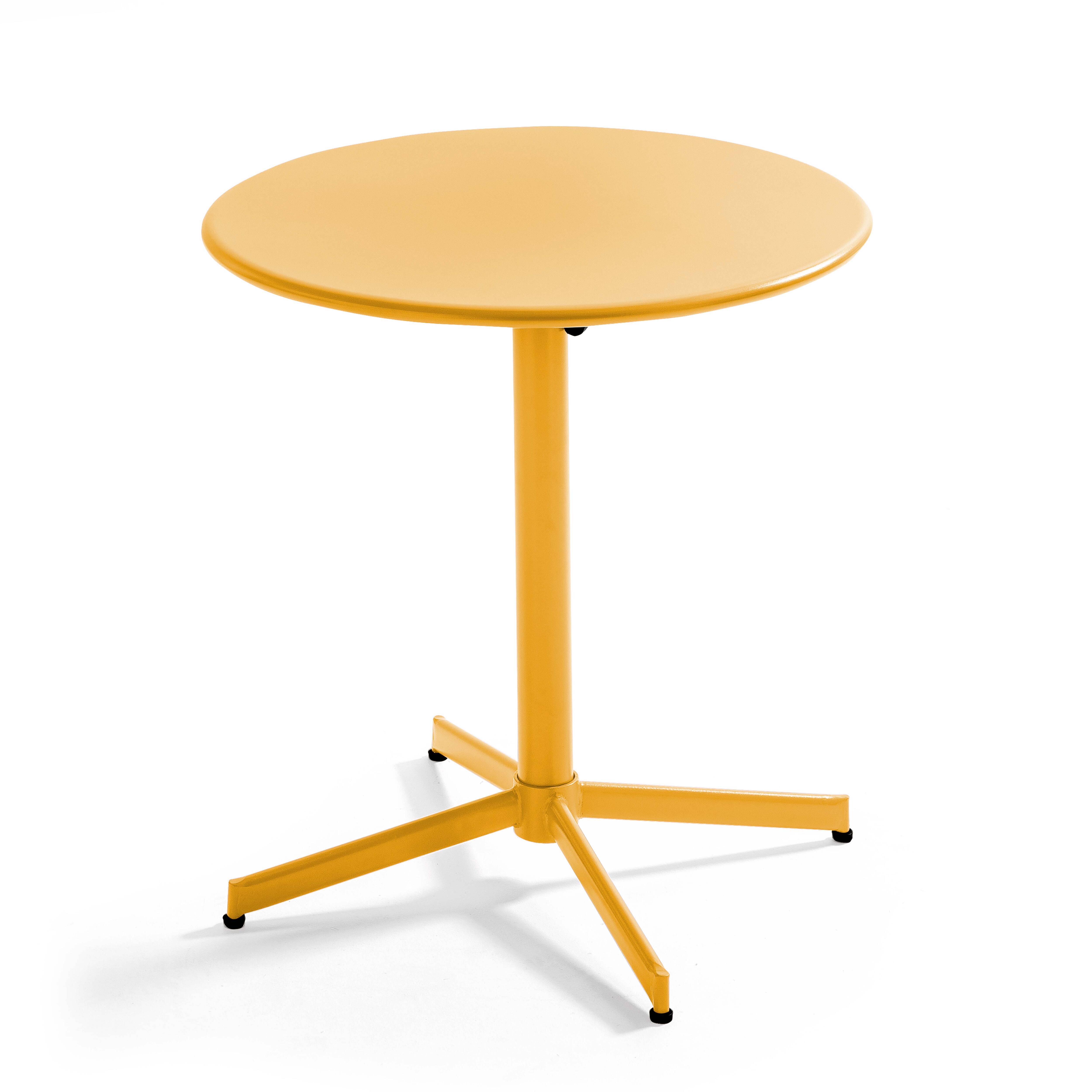 Oviala - Table de jardin ronde bistro inclinable 70 cm en acier jaune Palavas - Oviala - Image 1