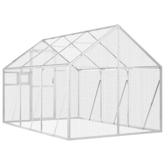 Cage Oiseaux Aluminium Longue Résistante Argent 179x300x185cm - ComfortXL Outdoor Living - Image 5