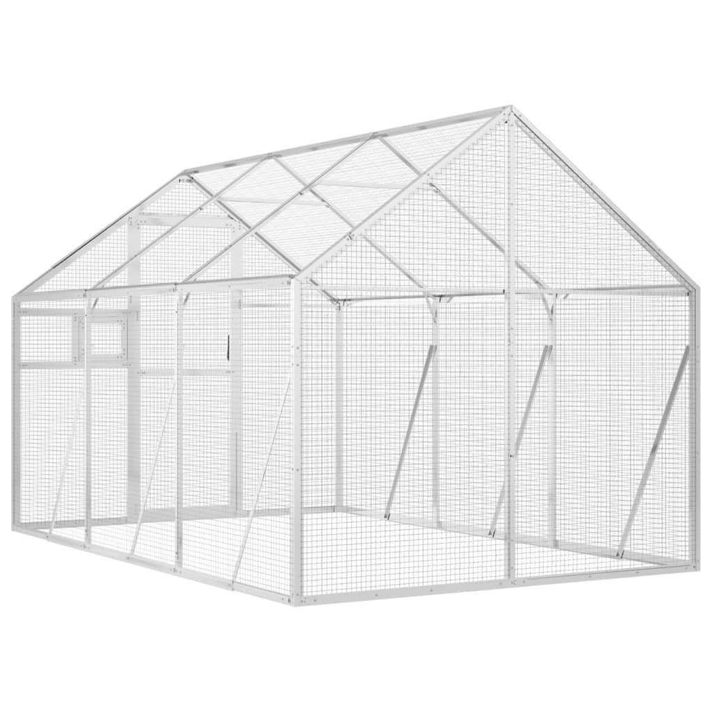 Cage Oiseaux Aluminium Longue Résistante Argent 179x300x185cm - ComfortXL Outdoor Living - Image 5