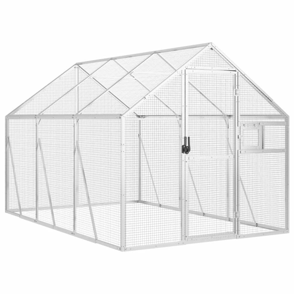 Cage Oiseaux Aluminium Longue Résistante Argent 179x300x185cm - ComfortXL Outdoor Living - Image 2
