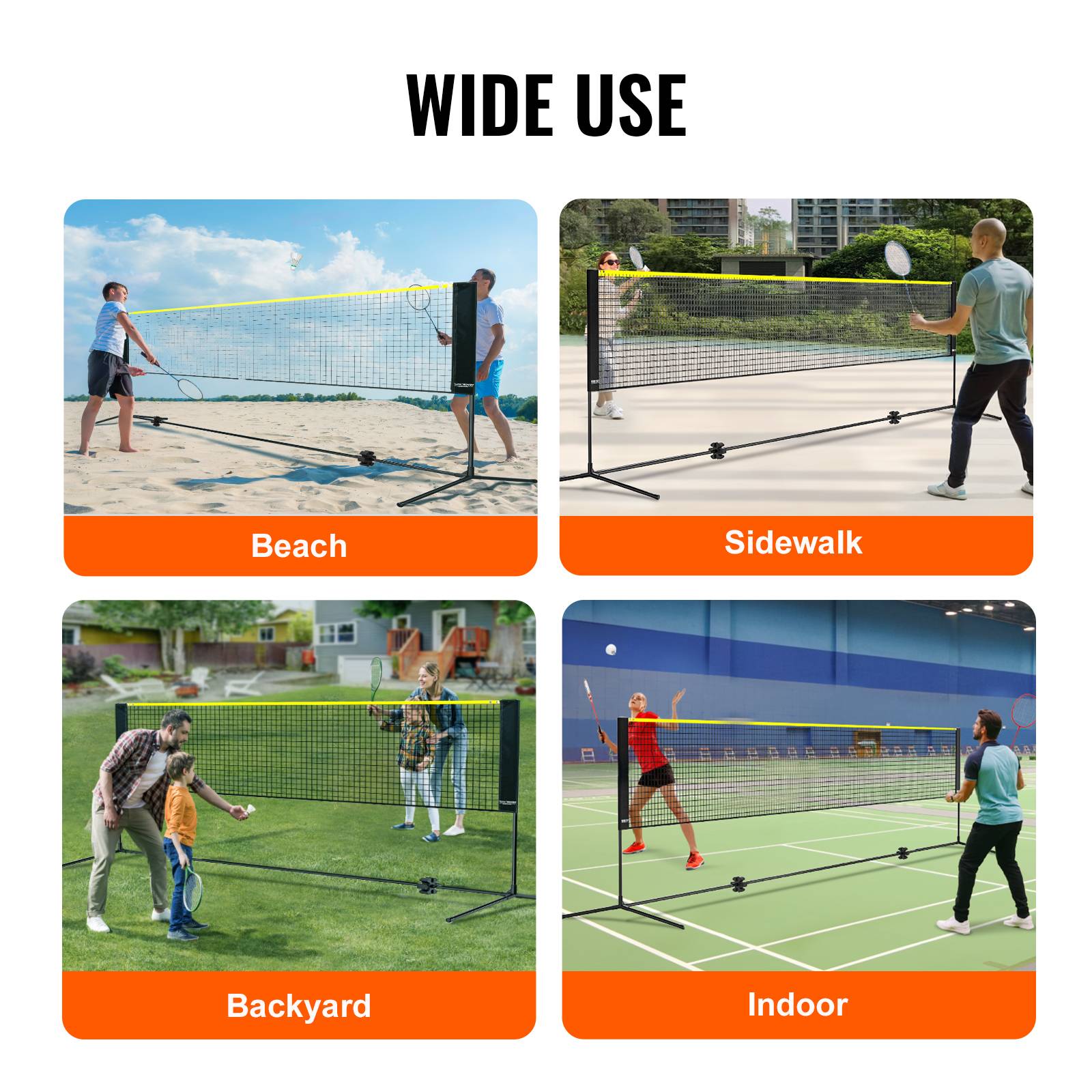 Vevor - VEVOR Filet badminton volley-ball pickleball 510 cm, poteaux, hauteur réglable. Sac transport. - Image 6