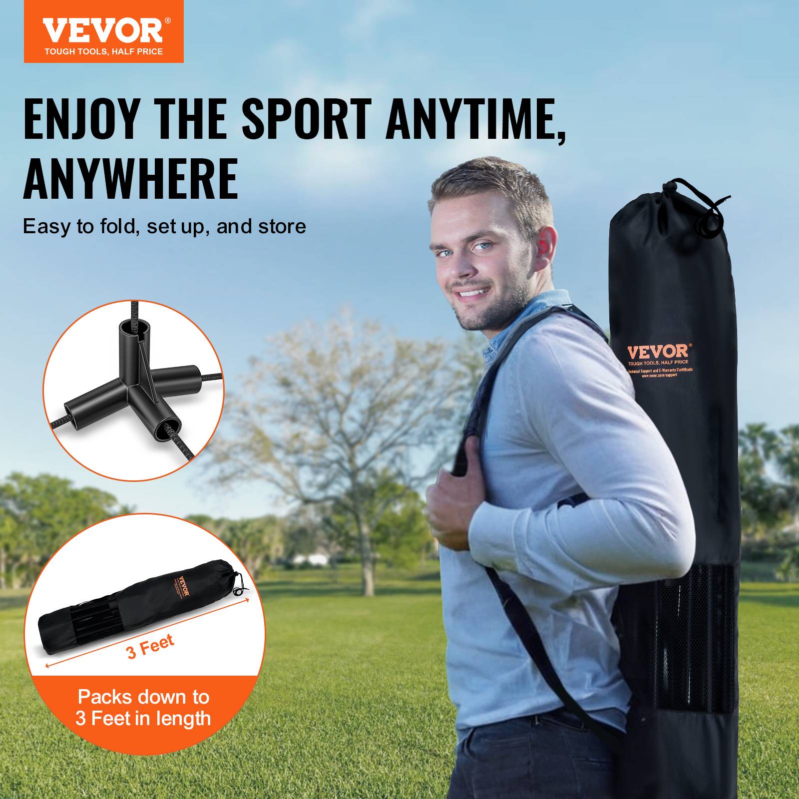 Vevor - VEVOR Filet badminton volley-ball pickleball 510 cm, poteaux, hauteur réglable. Sac transport. - Image 2