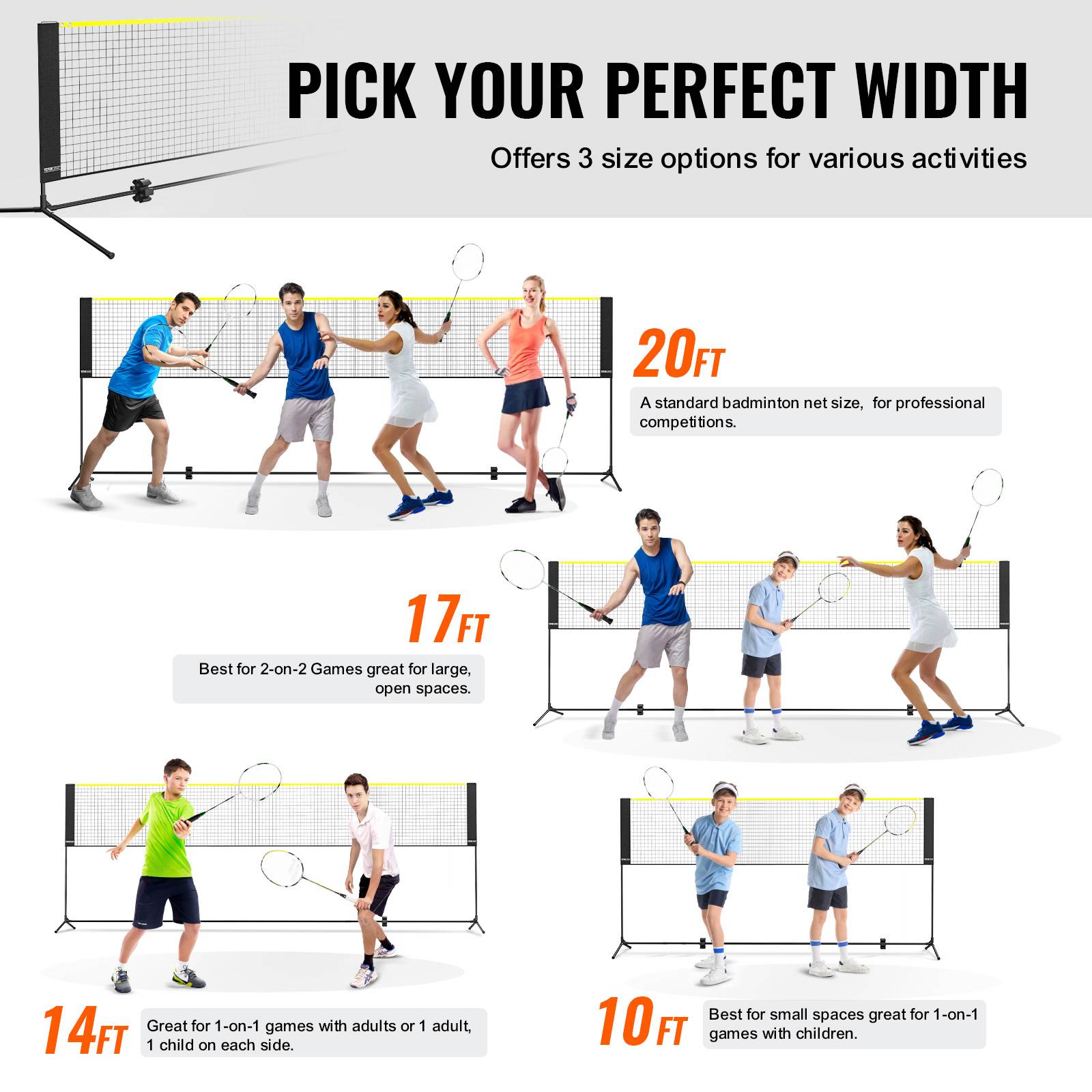 Vevor - VEVOR Filet badminton volley-ball pickleball 510 cm, poteaux, hauteur réglable. Sac transport. - Image 3