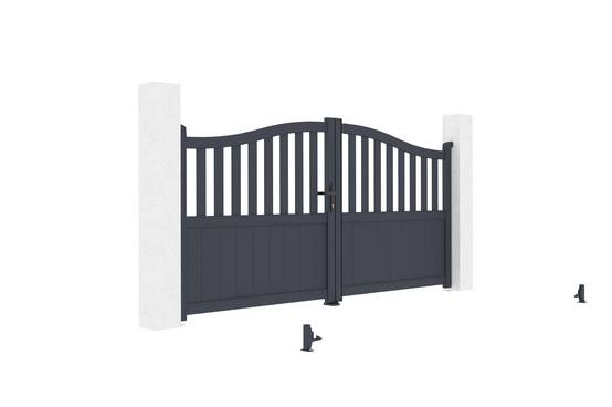 Casanoov Portail battant 3 m MEIJE H.140 cm aluminium gris - Image 8