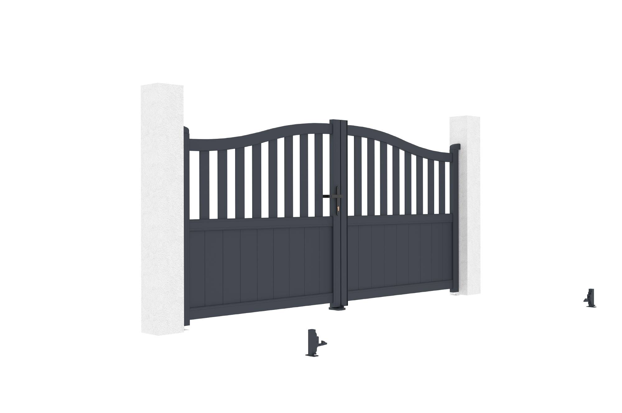 Casanoov Portail battant 3 m MEIJE H.140 cm aluminium gris - Image 8