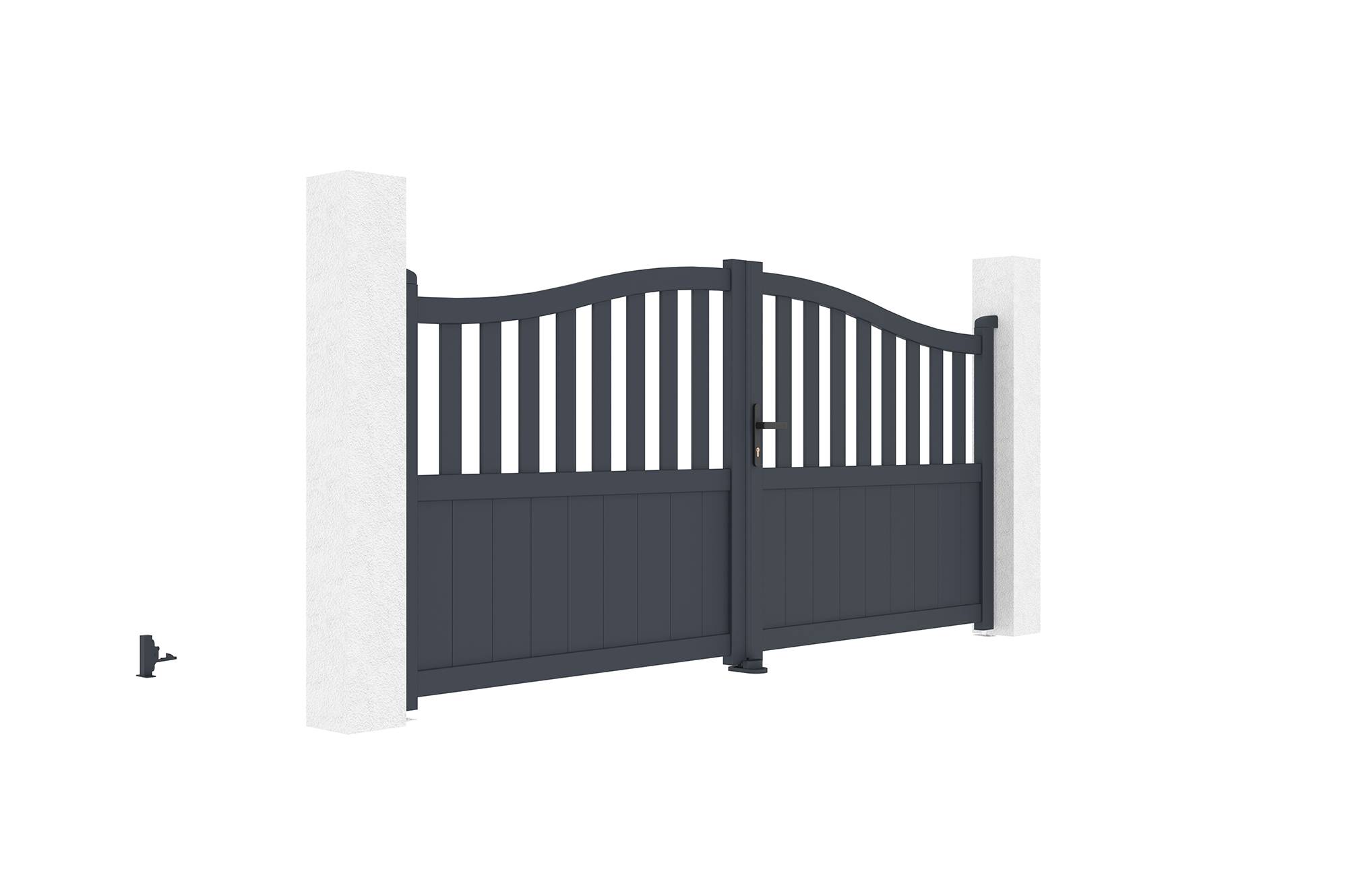 Casanoov Portail battant 3 m MEIJE H.140 cm aluminium gris - Image 4
