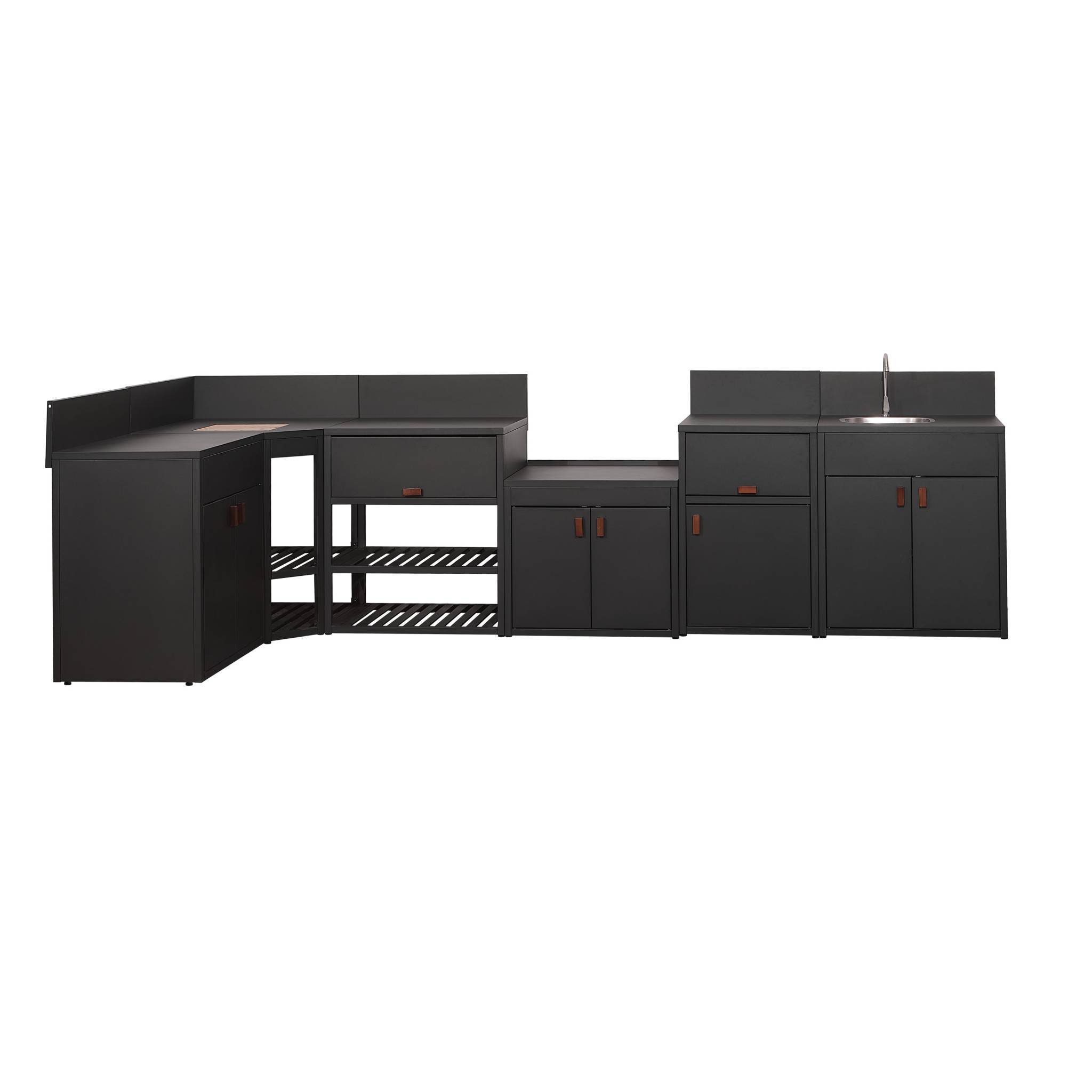 sweeek - Cuisine extérieure 6 modules acier noir - Thira | sweeek - Image 2