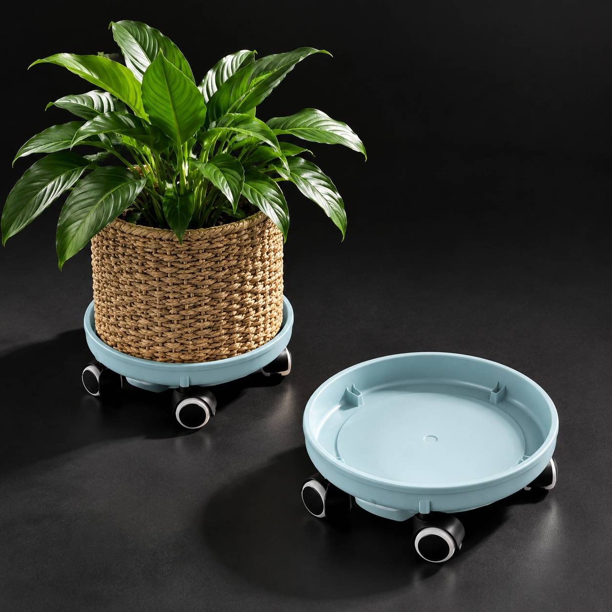Support de Pot à Plantes Roulant avec Bac d'Eau pour Jardin - Image 7