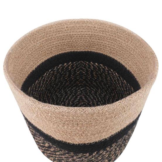 ComfortXL - Lot 2 pots plantes jute véranda patio style bicolore naturel noir Ø21cm - ComfortXL Outdoor Living - Image 3