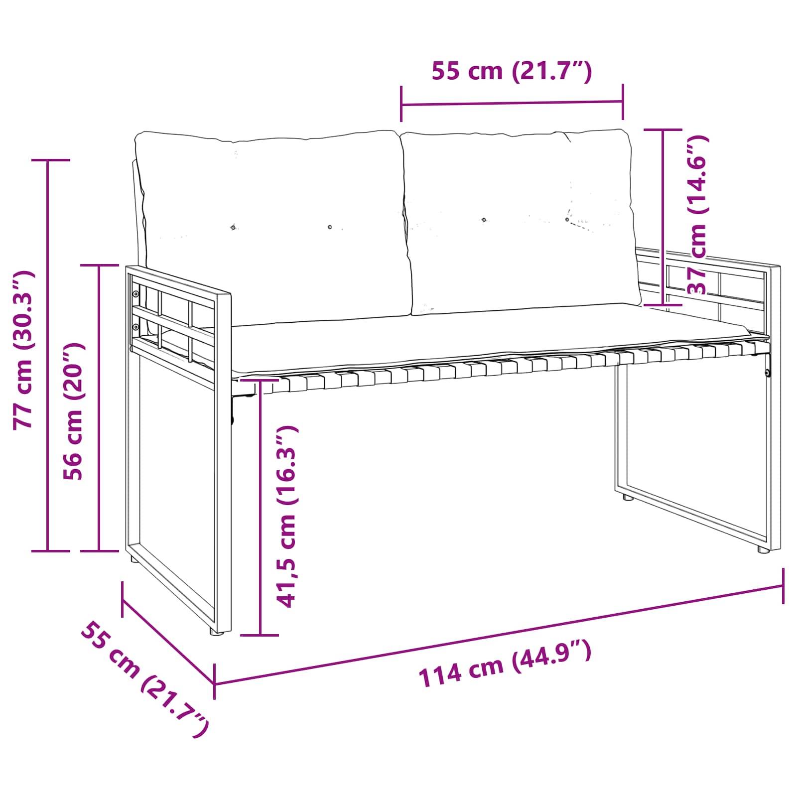 PANGIVO - Banc de jardin bois d'acacia et acier bleu marine 114 x 55 x 77 cm - PANGIVO - Image 9