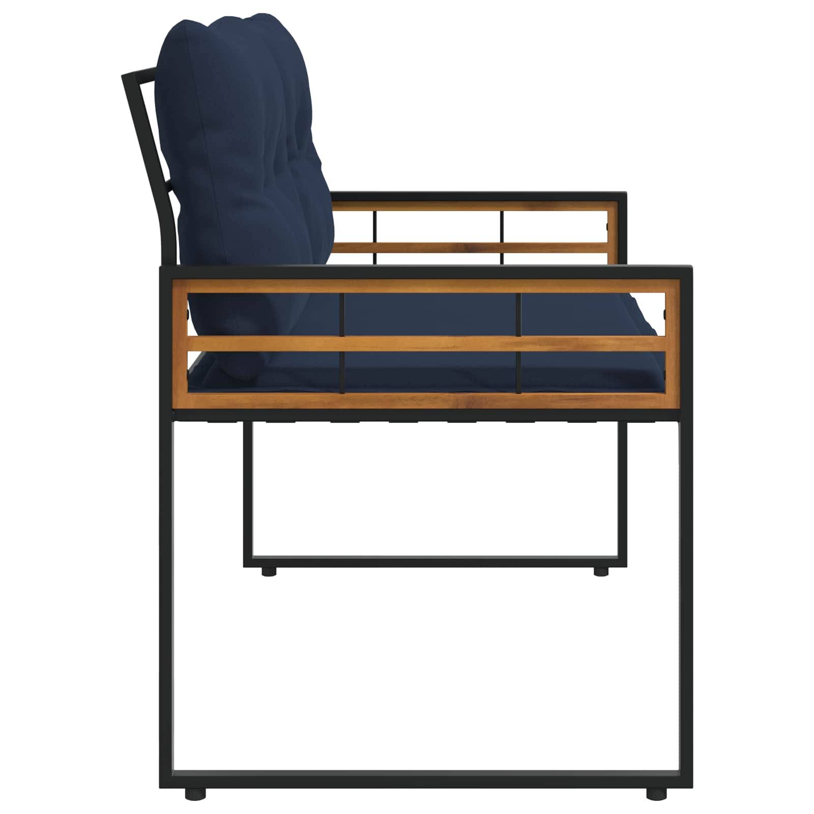 PANGIVO - Banc de jardin bois d'acacia et acier bleu marine 114 x 55 x 77 cm - PANGIVO - Image 5
