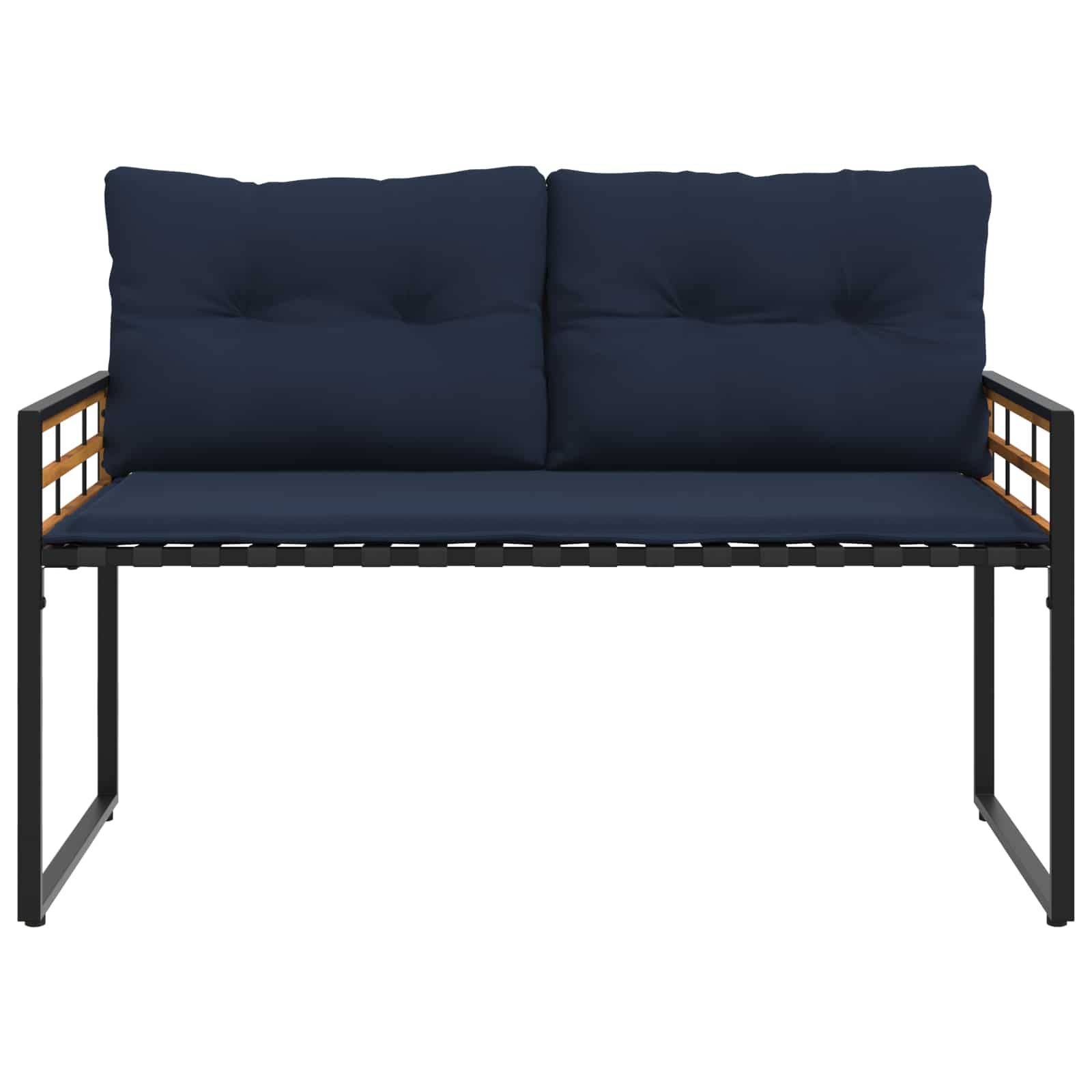 PANGIVO - Banc de jardin bois d'acacia et acier bleu marine 114 x 55 x 77 cm - PANGIVO - Image 4