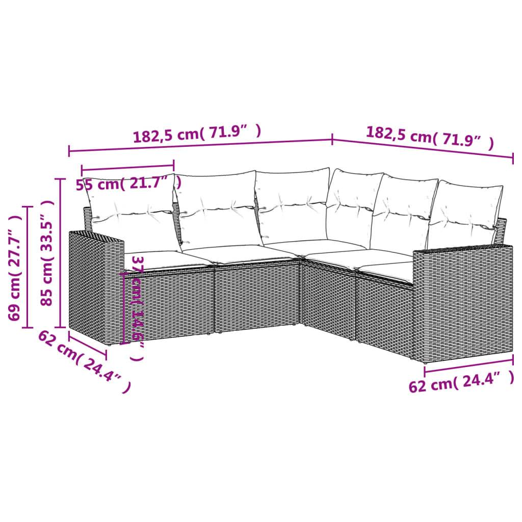 Vidaxl - Salon de jardin avec coussins 5 pcs beige résine tressée vidaXL 3251285 - Image 3