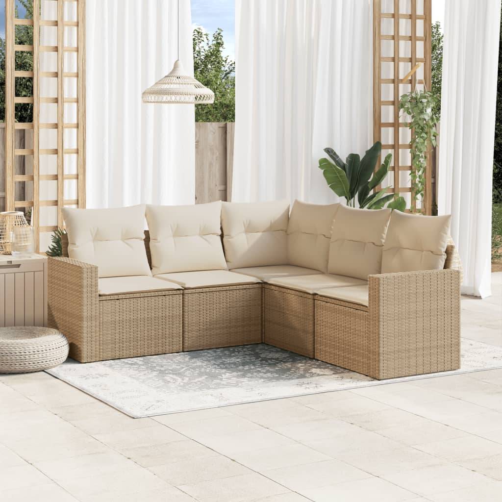 Vidaxl - Salon de jardin avec coussins 5 pcs beige résine tressée vidaXL 3251285 - Image 1