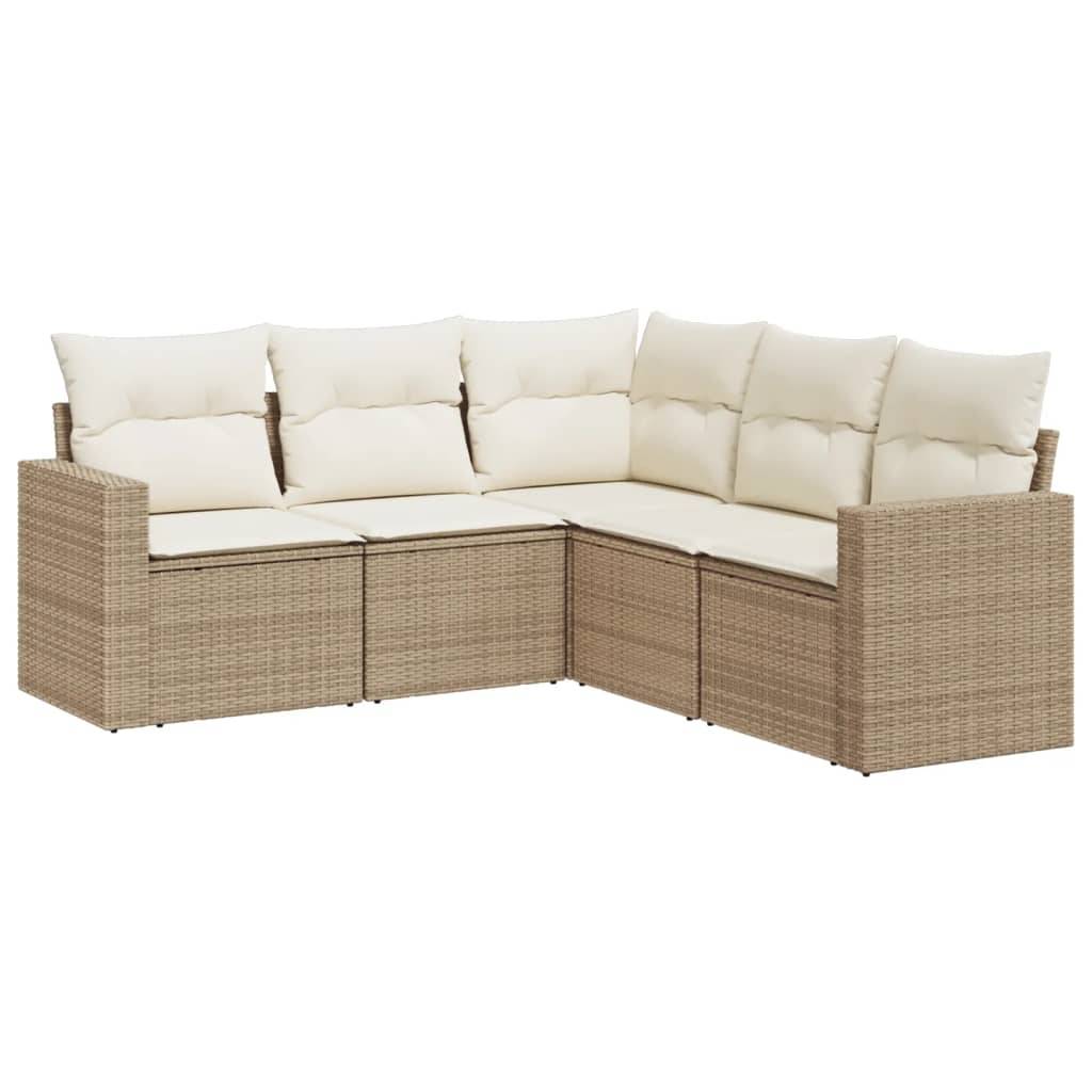 Vidaxl - Salon de jardin avec coussins 5 pcs beige résine tressée vidaXL 3251285 - Image 2
