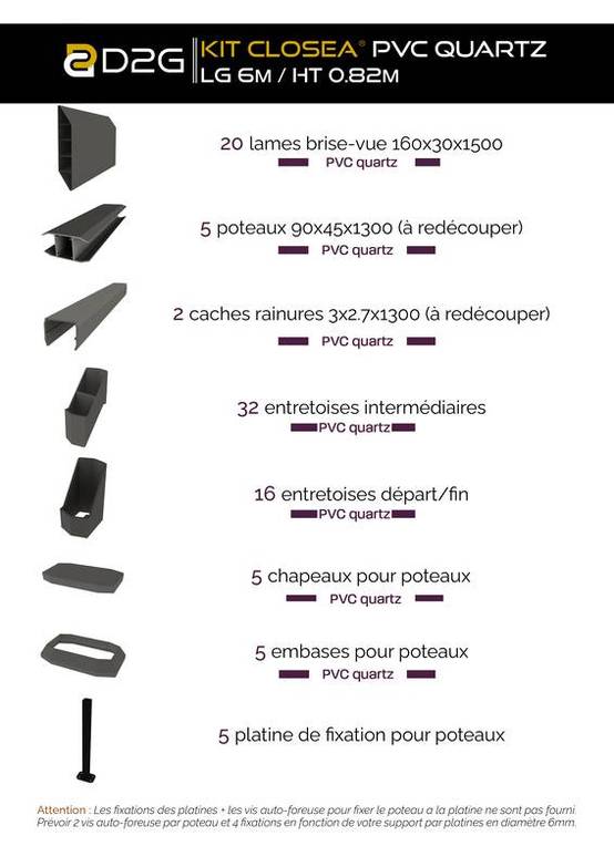 Closea - Kit cloture - Lame 16cm - PVC Quartz - LG: 6m x H: 0m82 Closea - Image 4