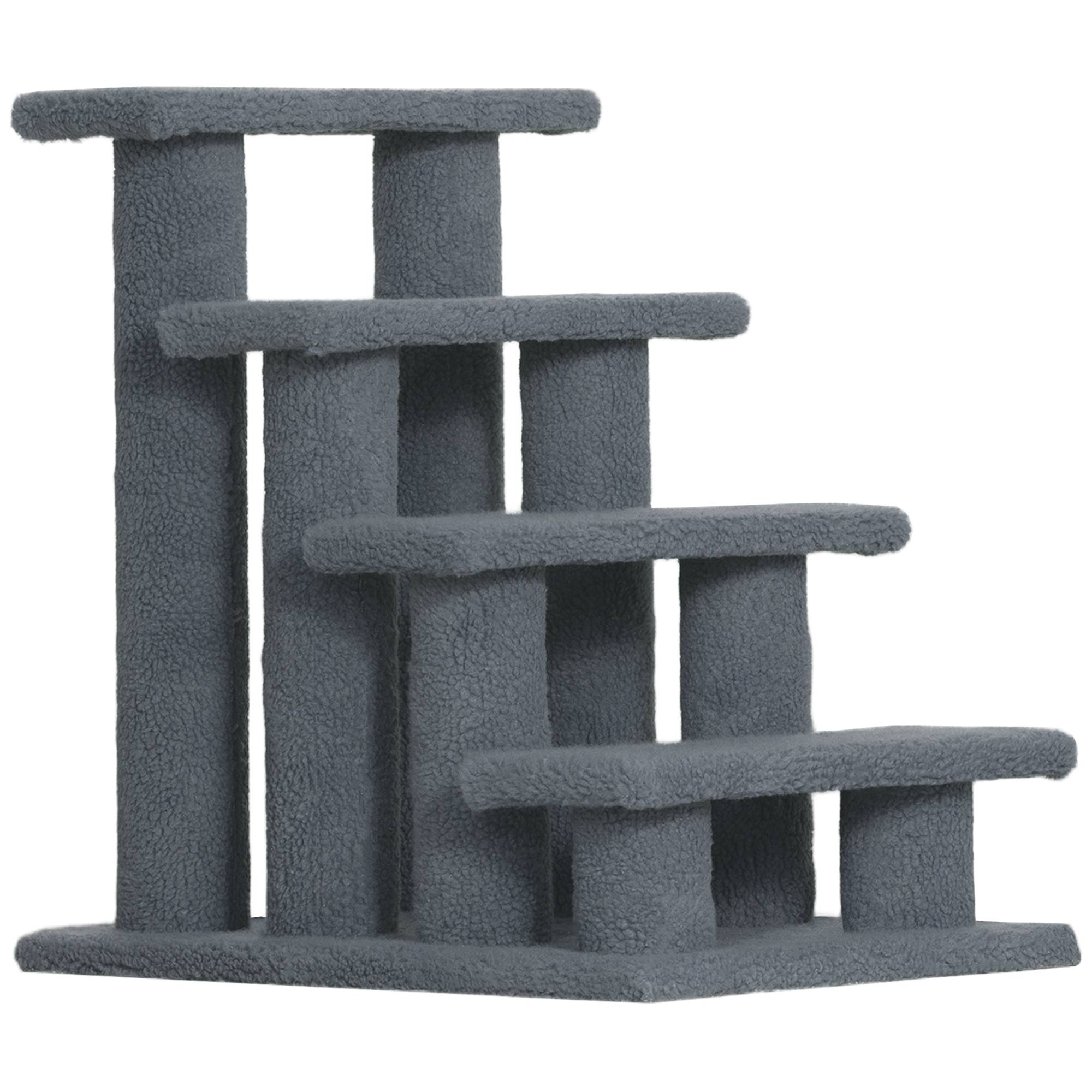 Sans Marque - Escalier 4 marches, chat, peluche, 61x41x60cm, gris - Image 2