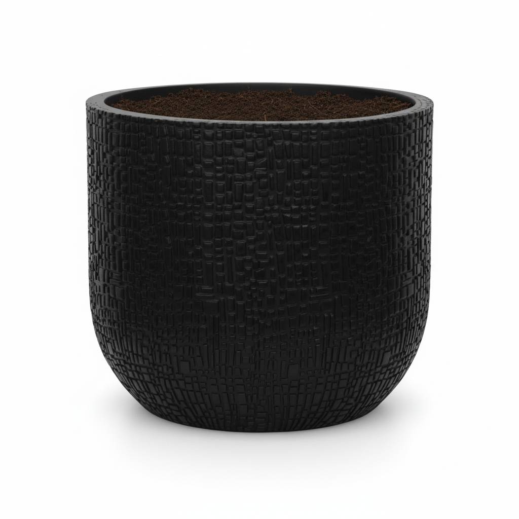 Pot de fleurs anthracite - D.24cm x H.21cm - Image 1