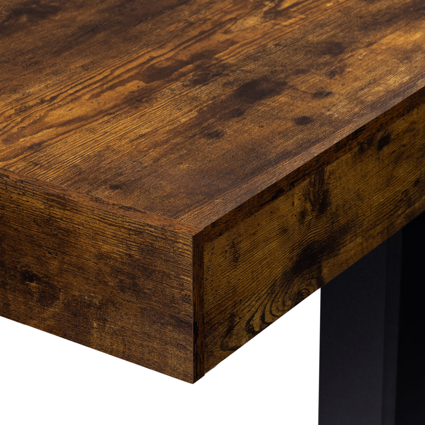 Table à manger rectangle PHOENIX 6 personnes bois effet vieilli et noir 160 cm - Image 5